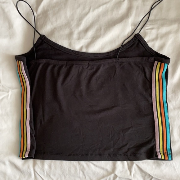 Mandee - Black cotton top - stripes colors on each side - elastic straps. - Picture 2 of 2